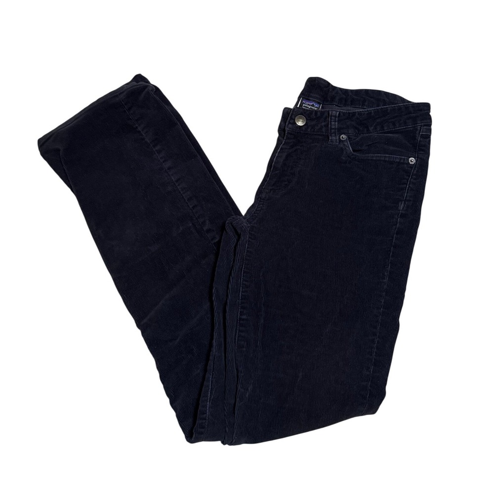 Patagonia Womens Navy Blue Organic Cotton Corduroy Slim Straight Pants Size 27
